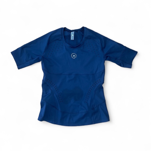 Adidas x Stella McCartney Navy Blue Truepurpose 3/4 Sleeve Training Top Sz M - Picture 1 of 7